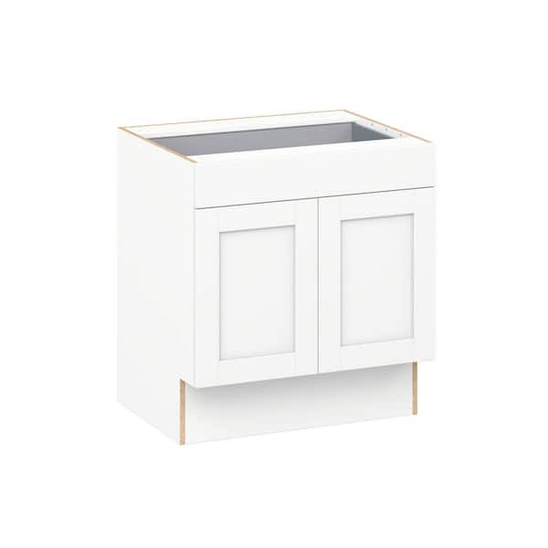 Milton 30 in W x 24 in D x 32.5 in. H Assembled Shaker Accessible ADA Base Kitchen Cabinet in Bright White with Drawer