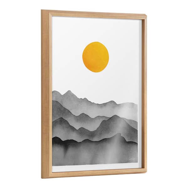 Kate and Laurel Blake "Black Yellow Mountain Range Silhouette" by Cat Coquillette Framed Art Print 18 in. x 24 in.
