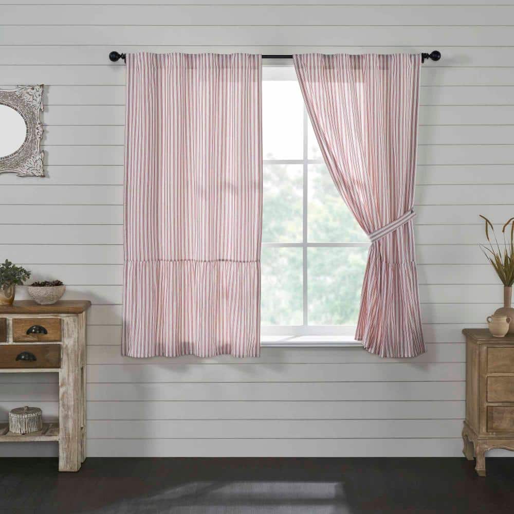 Timeless Ticking Red Ruffled Short Panel Set of 2 63Lx36W price history on PriceWatchPro