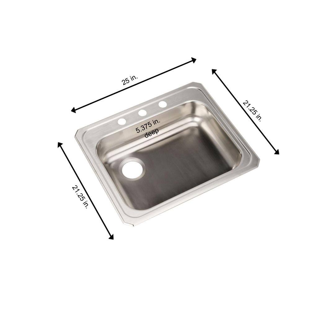 Elkay 25" Stainless Steel Single Bowl Drop-In Sink
