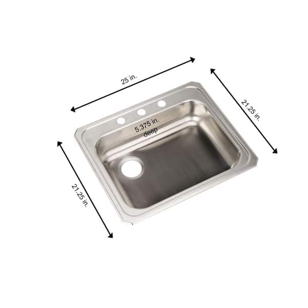 Celebrity 25 in. Drop-in Single Bowl 20-Gauge Stainless Steel Kitchen Sink Only