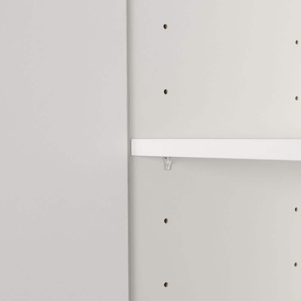 Pure White Tall Narrow Storage Cabinet with Handleless Doors