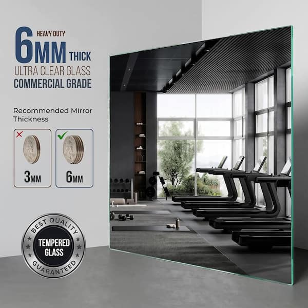 Extra-Large 48 in. W x 84 in. H Gym Mirror 1/4 in. Tempered, With Safety Backing for Garage Gym