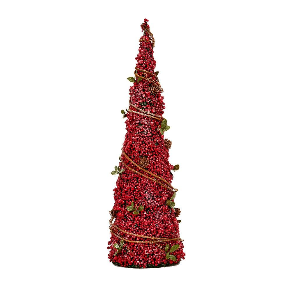 18 in. Berries Pine Leaves Topiary Christmas Tabletop Cone Tree