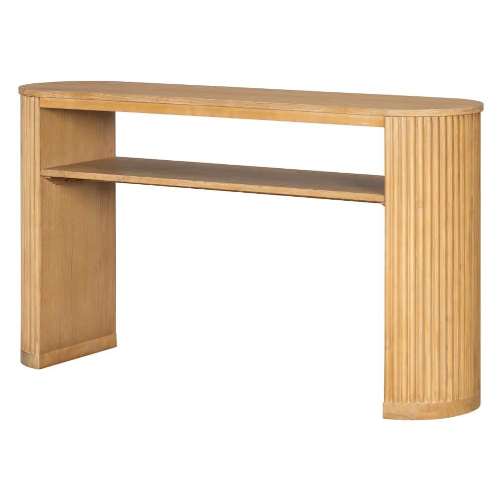 14 in. L Natural Oval MDF Console Table with Fluted Legs and Open Shelf price history on PriceWatchPro
