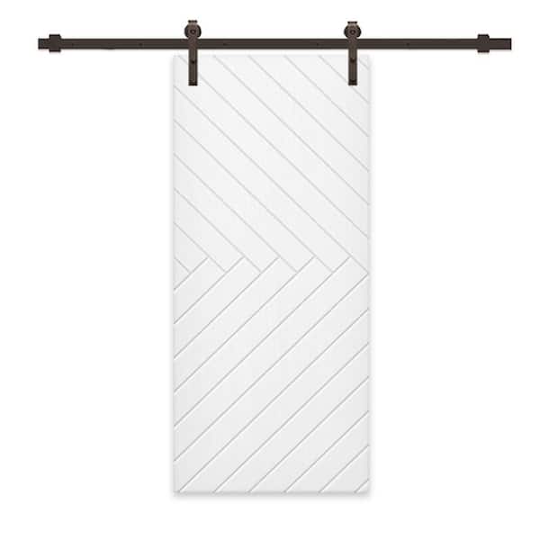 CALHOME 24 in. x 80 in. White Painted Composite MDF Paneled Interior Sliding Barn Door with Hardware Kit
