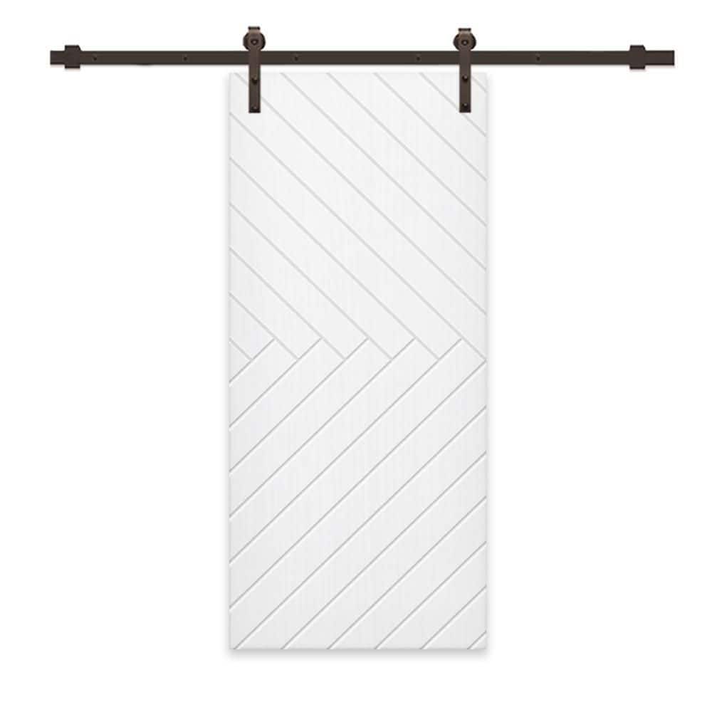 36 in. x 84 in. White Painted Composite MDF Paneled Interior Sliding Barn Door with Hardware Kit price history on PriceWatchPro