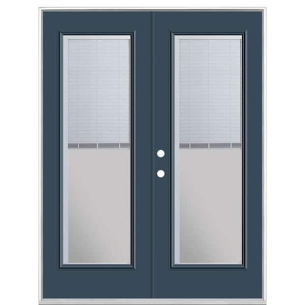 Masonite 60 in. x 80 in. Night Tide Steel Prehung Right-Hand Inswing Mini Blind Patio Door without Brickmold