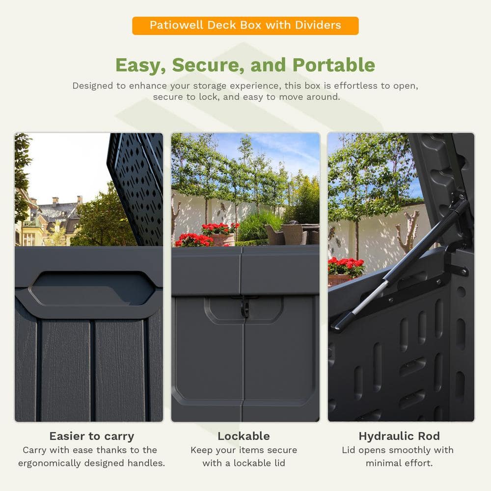 Patiowell Black 230 Gallon Lockable Resin Deck Box