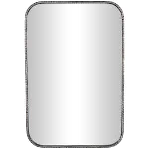 36 in. x 24 in. Rectangle Framed Silver Wall Mirror with Double Layered Linked Chain Frame