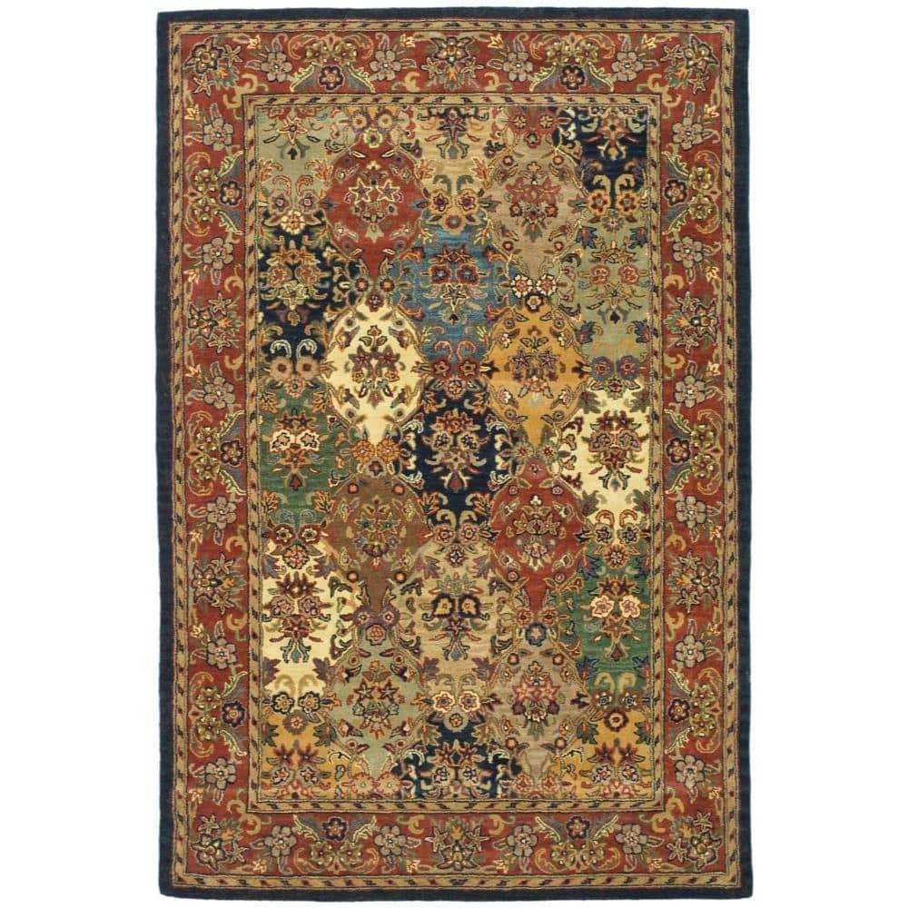 Handmade Multi/Burgundy Tufted Wool Oval 6' x 9' Area Rug