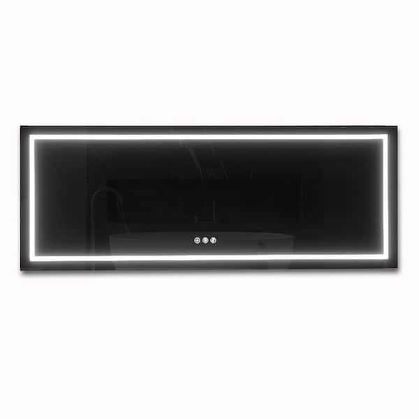 Andrea 96 in. W x 36 in. H Large Rectangular Frameless High Lumen LED Anti-Fog Dimmable Wall Mounted Bathroom Vanity Mirror
