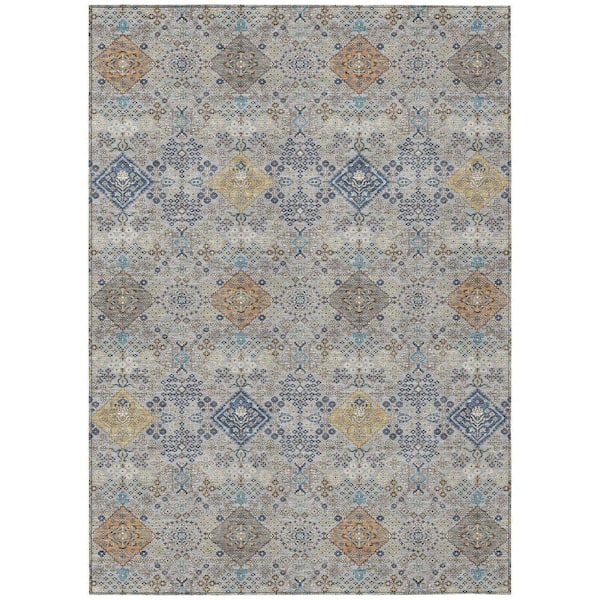 Chantille Machine Washable Indoor/Outdoor Abstract ACN2440 Silver 9 ft. x 12 ft. Area Rug