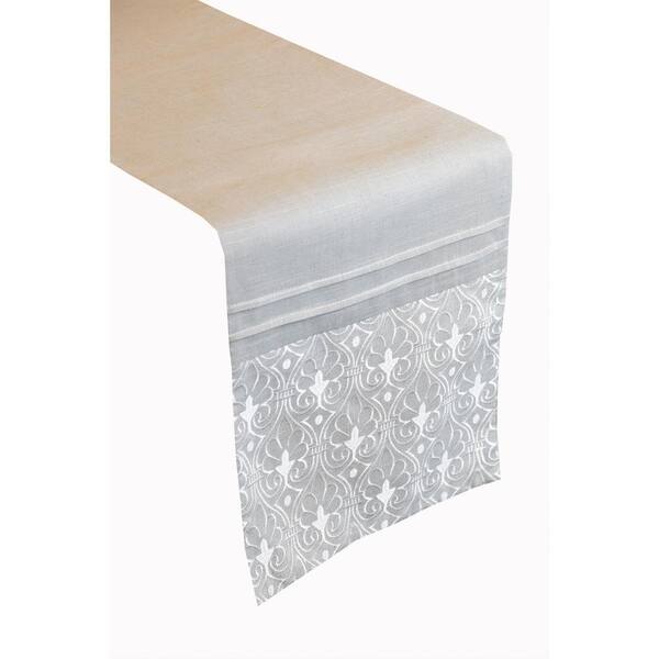 Lintex Grey Arabesque Poly and Linen Table Runner