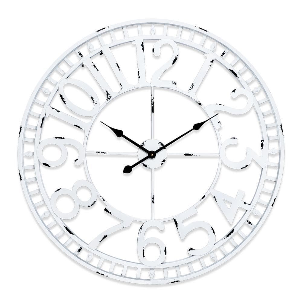 Utopia Alley Manhattan Industrial Wall Clock, Analog, White, 32