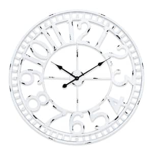Manhattan Industrial Wall Clock, Analog, White, 32"