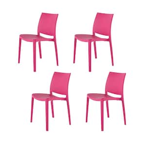 Sensilla Fuchsia Stackable Resin Outdoor Dining Chair (4-Pack)