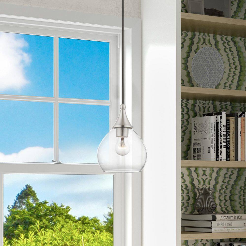 Mini Catania Brushed Nickel Pendant with Clear Glass Shade