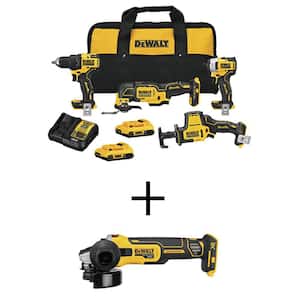ATOMIC 20V MAX Cordless Brushless 4 Tool Combo Kit and 20V MAX XR Brushless 4.5 in. Slide Switch Small Angle Grinder