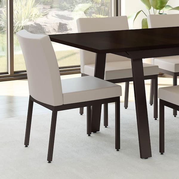 Amisco Perry Cream Faux Leather / Dark Brown Metal Dining Chair (Set of 2)
