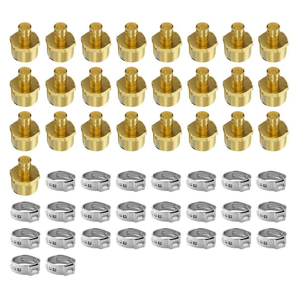Pipe Fittings, Clamp-style 1/2 NPT External Thread Pipe Connector Brass Air Fittings, 1/2 in. 25PCS Brass Pipe Fittings
