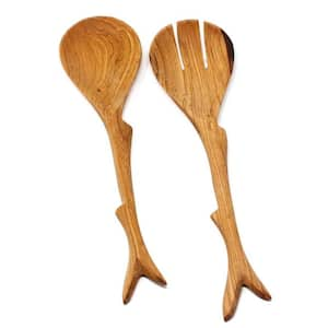 2-Pieces Twig Design Large Olive Wood Serving Set