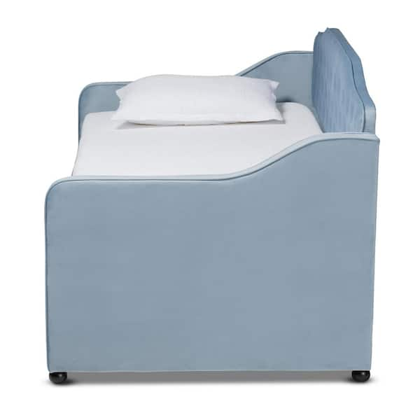 Baxton Studio Freda Light Blue Twin Daybed with Trundle 163 10329