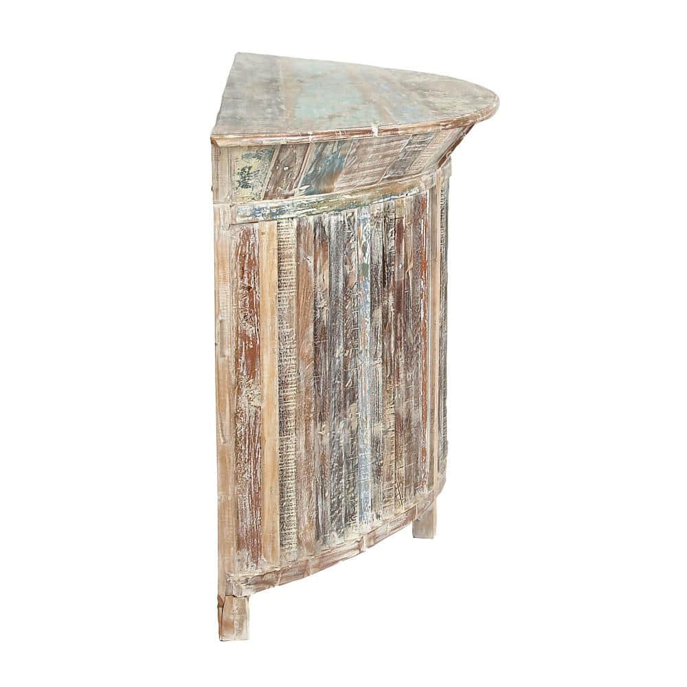 Rustic Brown Reclaimed Wood Semi-Circle Bar with Storage