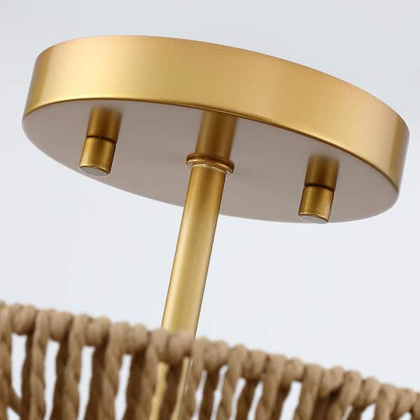 TRUE FINE Silvia 16 in. 2-Light Bohemian Woven Rope Semi