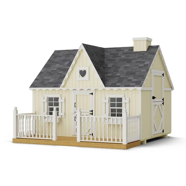 8 ft. x 10 ft. Victorian Outdoor Wood Playhouse with Floor, Deck and Rail, Loft