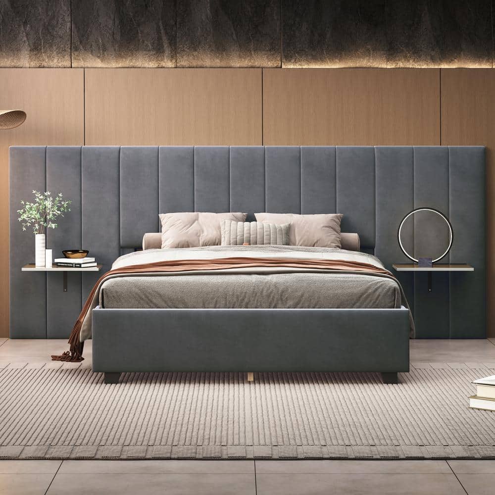 Harper & Bright Designs Oversize Headboard Gray Wood Frame Harper & Bright Designs Oversize Headboard Gray Wood Frame