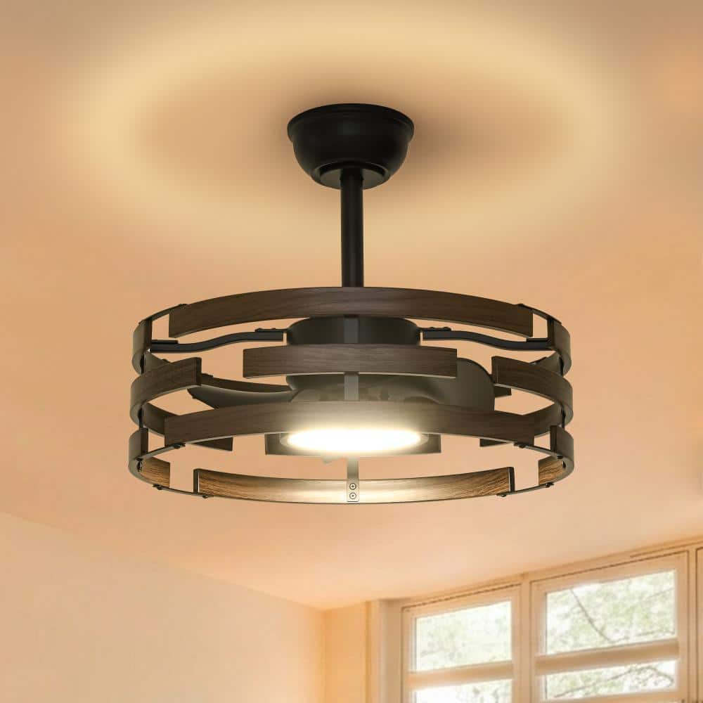 Vortix 20 inch, Indoor Black Walnut Iron Cage Ceiling Fan with 3 CCT Dimmable Light, Quiet Reversible DC Motor price history on PriceWatchPro
