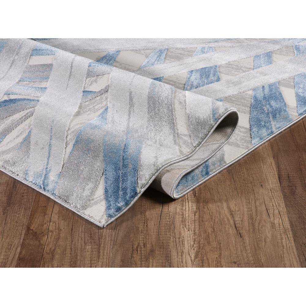 Abani Blue and Gray Floral Palm Leaf Area Rug 5'3" x 7'6"