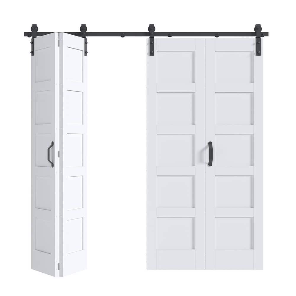 Fredbeck 84 in. x 84 in. 5-Panel White Finished Solid Core MDF