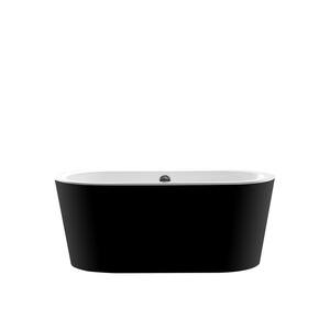 59 in. Acrylic Double Slipper FlatBottom Non-Whirlpool Bathtub in Black