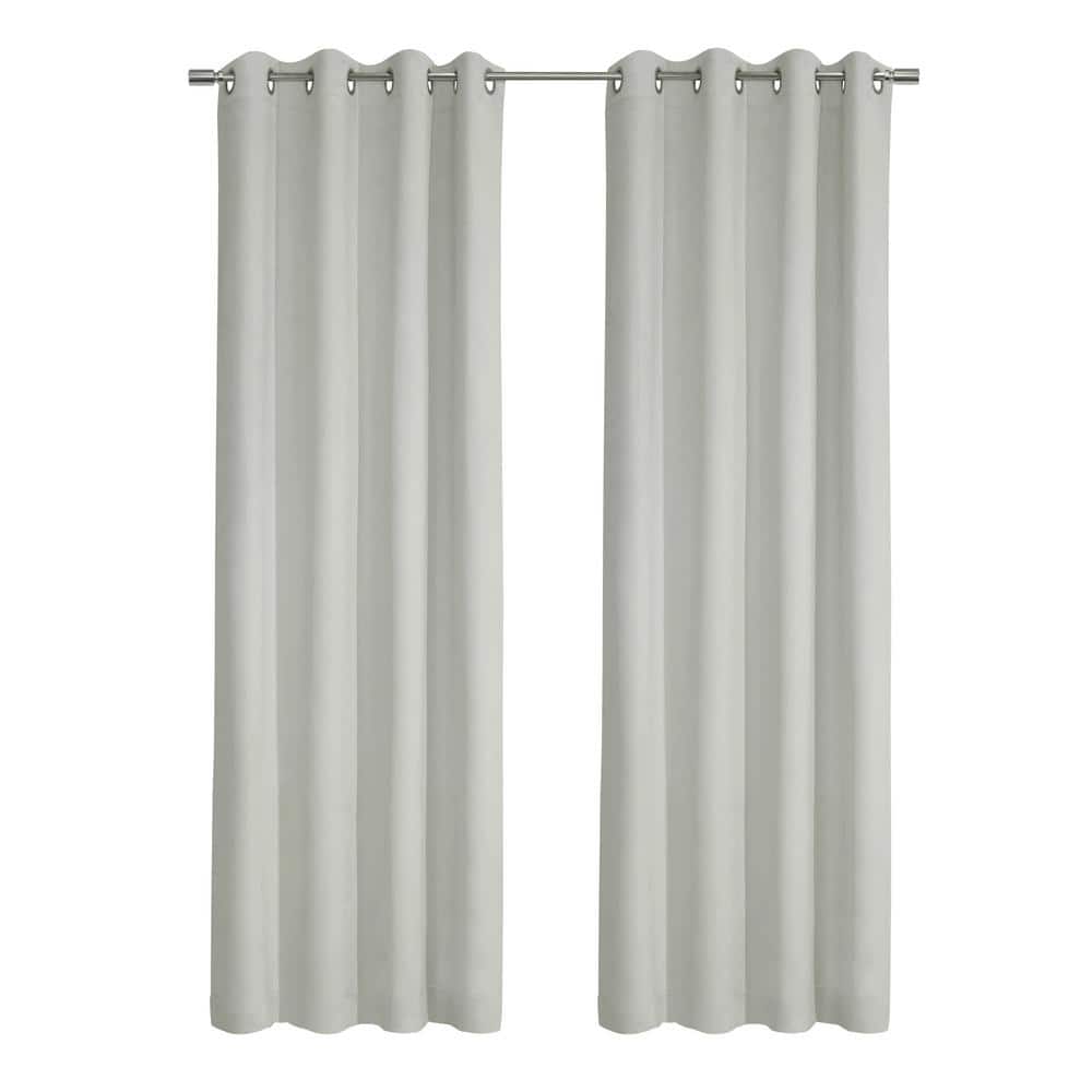 Navar White Polyester Faux Seude 54 in. W x 95 in. L Grommet Indoor Blackou
