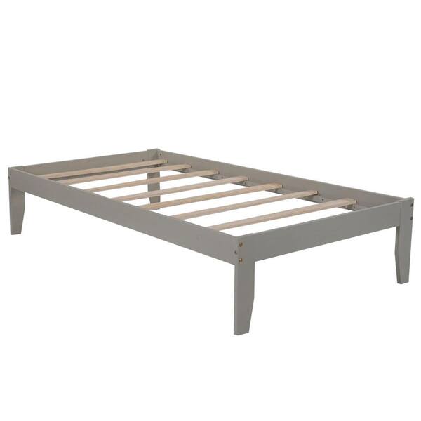 Anbazar Gray Twin Size Bed Frame Wood, Twin Size Bed Frame No Box Spring Needed