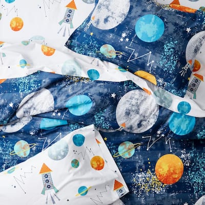 Space Travel Graphic 200-Thread Count Organic Cotton Percale Sheet Set
