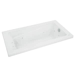 New Town 5 ft. Acrylic Rectangular Drop-in Whirlpool Bathtub in White