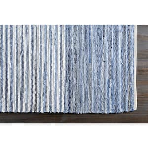 Thorburn Bright Blue 8 ft. x 8 ft. Indoor Striped Square Area Rug