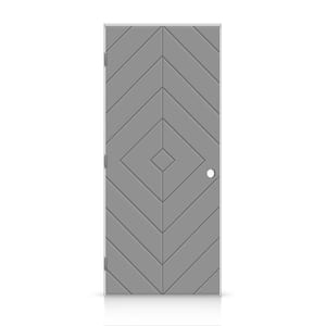 24 in. x 84 in. Diamond Right-Handed Hollow-Core Light Gray Painted Smooth Composite Single Prehung Interior Door