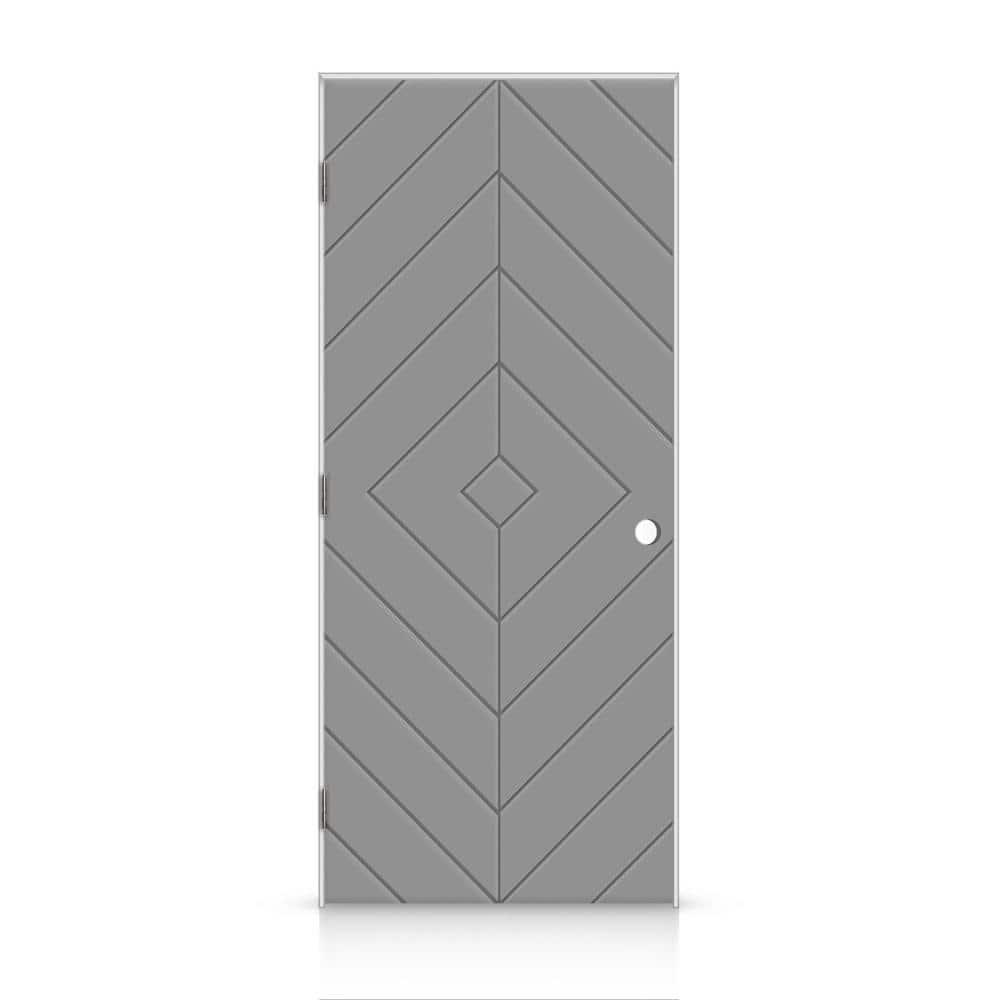 30 in. x 96 in. Diamond Right-Handed Hollow-Core Light Gray Painted Smooth Composite Single Prehung Interior Door price history on PriceWatchPro