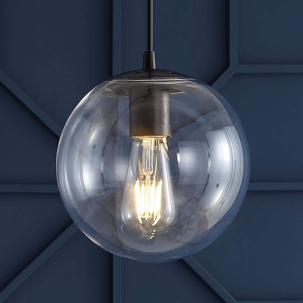 Bleecker Contemporary Globe LED Pendant 7.75" Clear & Oil-Rubbed Bronze