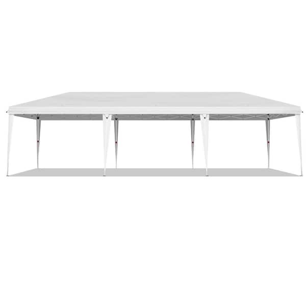 30 ft. x 10 ft. White Straight Leg Pop-up Canopy with Sandbags and Roller Storage Bag