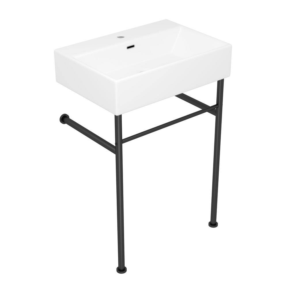 Turner 24" Matte Black Ceramic Wall-Mount Console Sink
