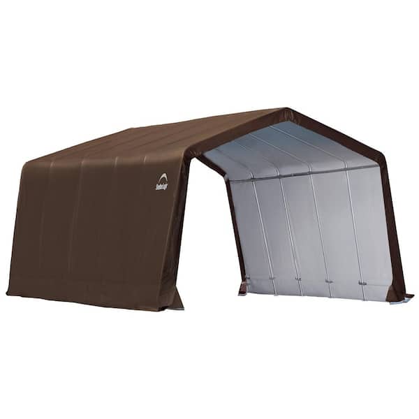 20 Ft. x 12 Ft. x 8 Ft. Brown Polyethylene Run-in Shelter/ Garage