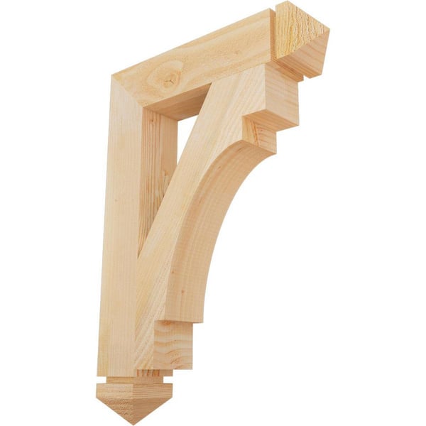 Ekena Millwork 4 in. x 28 in. x 20 in. Douglas Fir Merced Arts and Crafts Rough Sawn Bracket