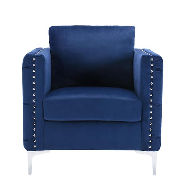 Utopia 4niture Rafael Navy Blue Tufted Button Velvet Accent Armchair