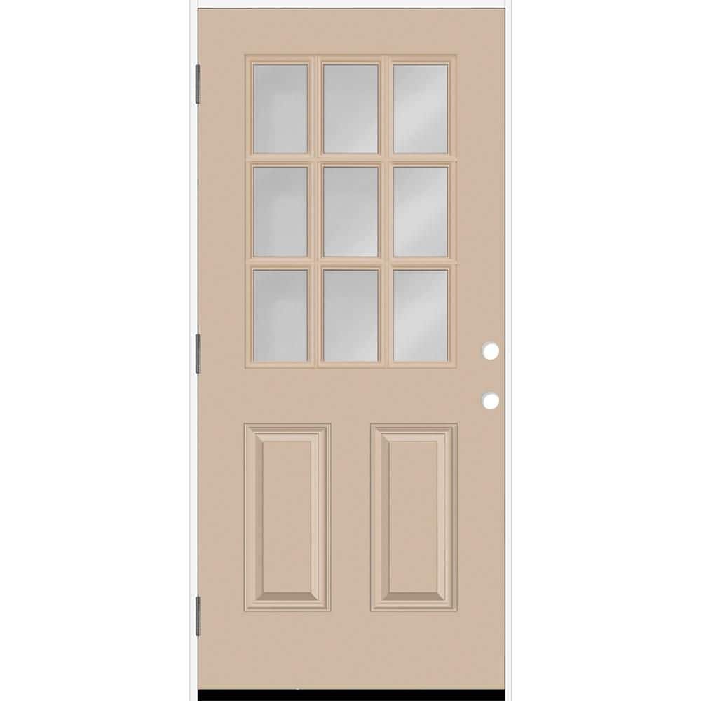 Reliant 32 in. x 80 in. 2P Halflite 9L SDL Clear Glass RHOS Sandstone Finish Fiberglass Prehung Front Door w/6-9/16 Jamb price history on PriceWatchPro