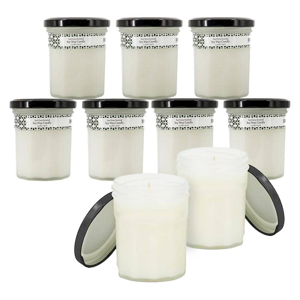 Set of 9 Earl Grey Scented White Soy Wax Candles